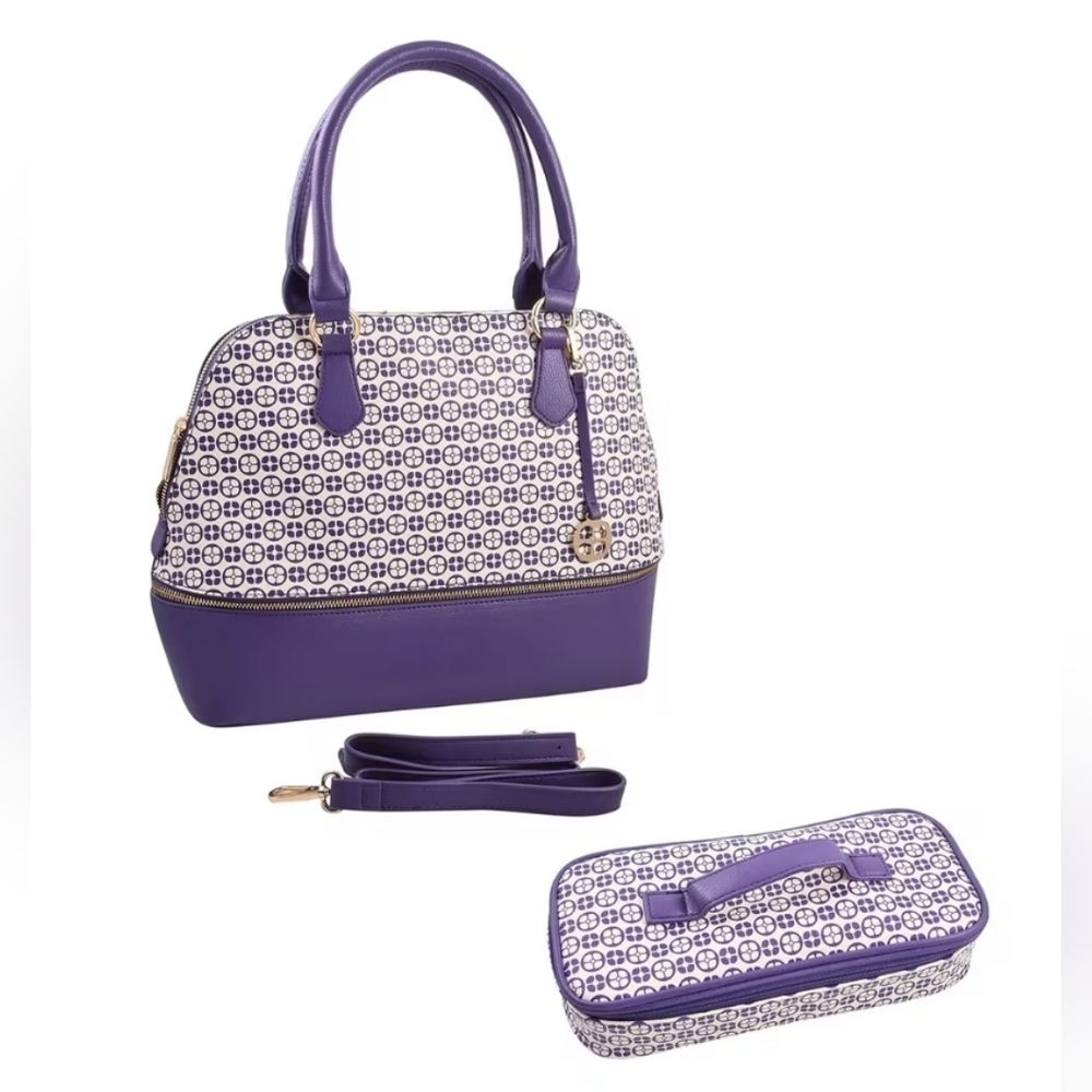 IMAN Purple and White Patterned Satchel💜💜 - Picture 2 of 7